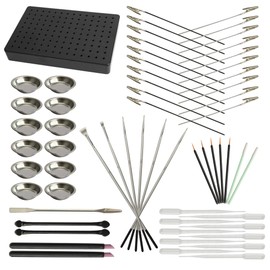 TEMLUM Plastic Model Paint Model Paint Set, Clip, Paint Tool, Paint Stand/Base, Paint Brush, Decal Squeegee, Surface Brush, Sponge Brush, Paint Dish, Dropper and Toning Stick, Paint Plate, 61-piece Set, Plamo, Figure, Tool, Model Hobby