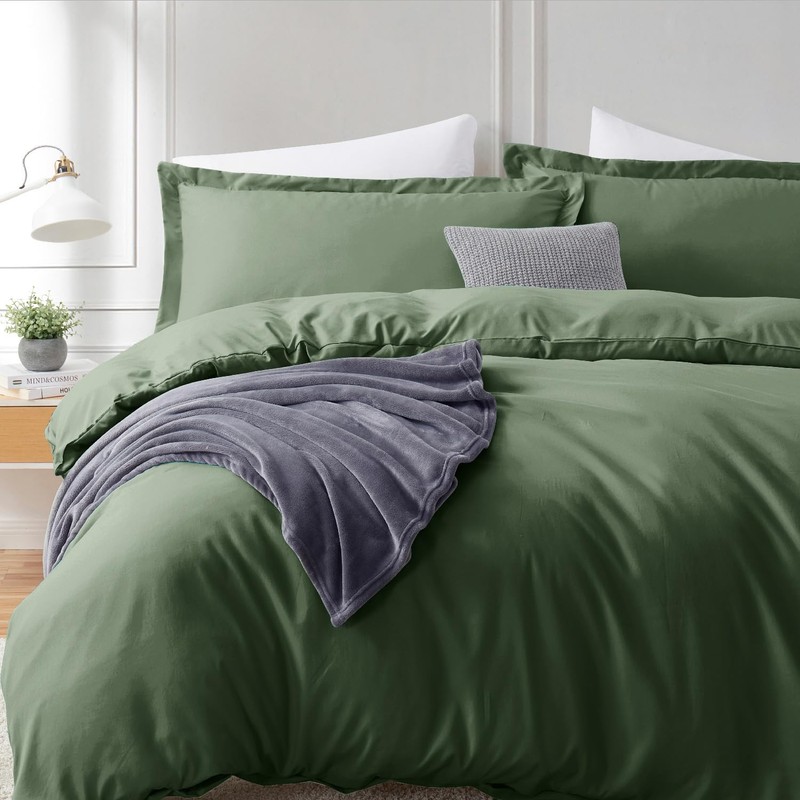 Hearth & Harbor Twin Duvet Cover Set Olive Green -