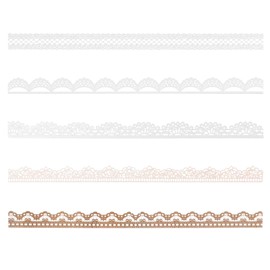 40 Pcs Transparent Lace Stickers Vintage Scrapbook Stickers Junk Journal Card Making Diary Planner Notebook Photo Album Decoration, 5 Styles