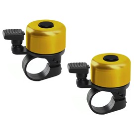 2 Pack Cute Mini Bicycle Bell - Crisp Loud Cycling Ring for Adults and Kids, Handlebars of Road Bike, Mountain Bike, Scooter (Yellow)