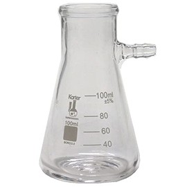 100ml Filtering Flask, Bolt Neck with Tubulation, 3.3 Borosilicate, Heavy Wall, Karter Scientific (Case of 6)
