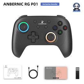 ANBERNIC RG P01 Gamepad Wireless Gaming Controller Hall Trigger Joystick Macro Key RGB Breathing Light For Switch PC Android IOS - Color: White