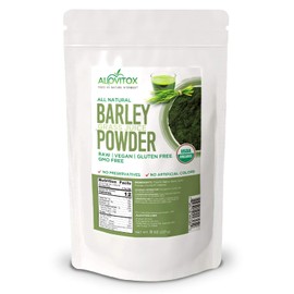 Alovitox Organic Barley Grass Juice Powder 8 Oz, Antioxidant and Immune Boosting, detoxifies and nourishes, All Natural, Gluten-Free, and Non-GMO