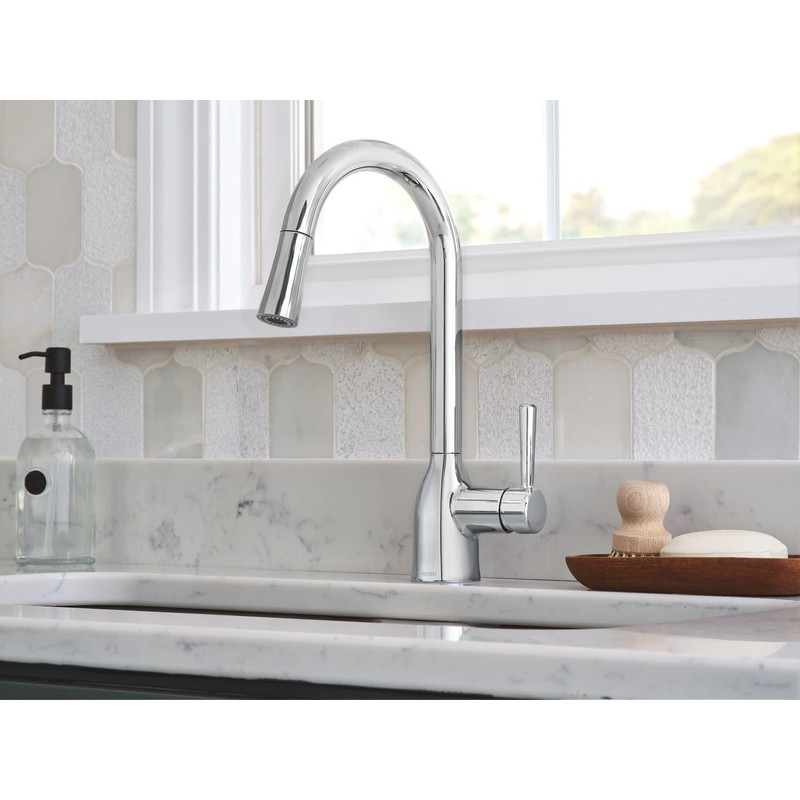 Moen Adler Chrome One-Handle High Arc Kitchen Sink Faucet with
