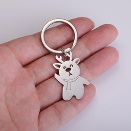 LIKGREAT Christmas Keyring Xmas Ornaments Christmas Snowman Elk Christmas Decoration Key Ring Pendant Accessories Gift for Men Women, Elk - Small