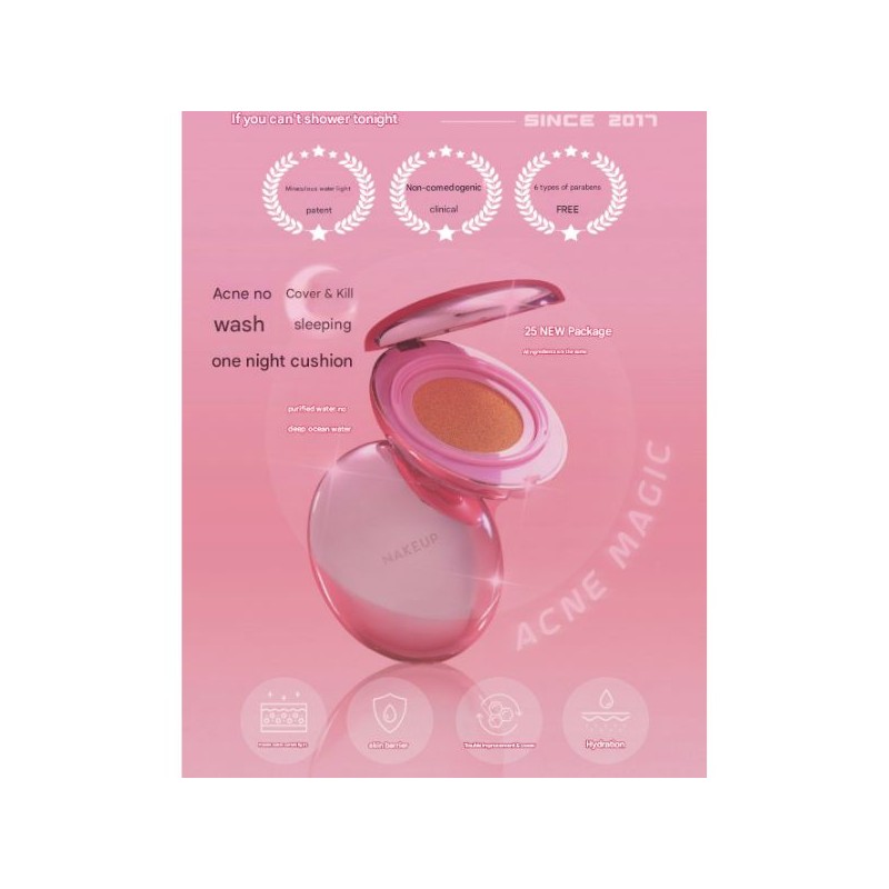 NAKEUP One Night Cover Cushion 14g, Color:02 Beige Nude