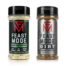 Feast Mode Flavors | Dirty Garden Pack | 2 count | 5oz seasonings | Garden Veggie | Dirt BBQ Rub | meal prep seasoning, low sodium, no msg, gluten free, low calorie, no artificial fillers, healthy flavoring