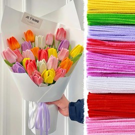 URSDIART 500 Pieces 8 Assorted Colors Pipe Cleaners Chenille Stems 12 Inch Mother's Day Flower Craft Supplies Bulk for DIY Art and Craft Projects Creative Gift Wrapping Party Decorations