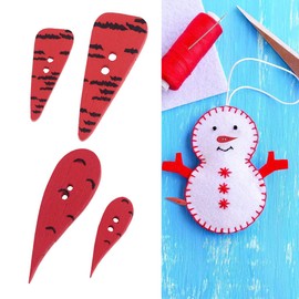 MinnowXY 100Pcs Carrot Nose Buttons 2Holes Wood Buttons for Crafting Sewing Embellishment
