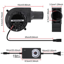 BBQ Blower Fan 12V 97mm x 33mm with 120V – 240V AC Plug Variable Speed Controller Centrifugal AC Squirrel Cage Fan for Outdoor Barbecues Fire Bellow, Camping Cooking, Wood Stove, Charcoal Starter