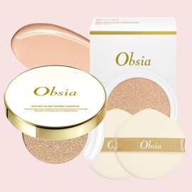 Obsia Ofsia Water Glow Fixing Cushion Pact Original + Refill No. 21 Light Beige, 24g, 1 piece / 오브시아 워터 글로우 픽싱 쿠션 팩트 본품+리필 21호 라이트 베이지, 24g, 1개
