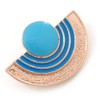Light Blue Enamel Half Moon Egyptian Style Stud Earrings/Gold Tone/