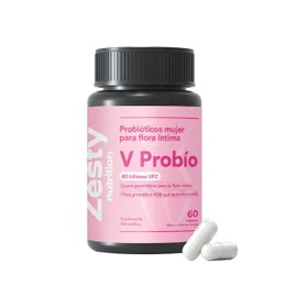 Zesty Nutrition V Probió  6 Cepas Probióticas con Fibra Prebiótica XOS  Apoyo Diario para el Equilibrio Femenino  Hecho en México  60 Cápsulas        