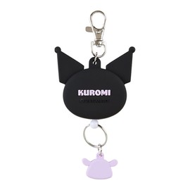 Sanrio 168858 Face Shaped Reel Key Holder, Kuromi Key Mascot, Kuromi, 5.3 x 2.4 x 0.7 inches (13.5 x 6.1 x 1.8 cm), Character