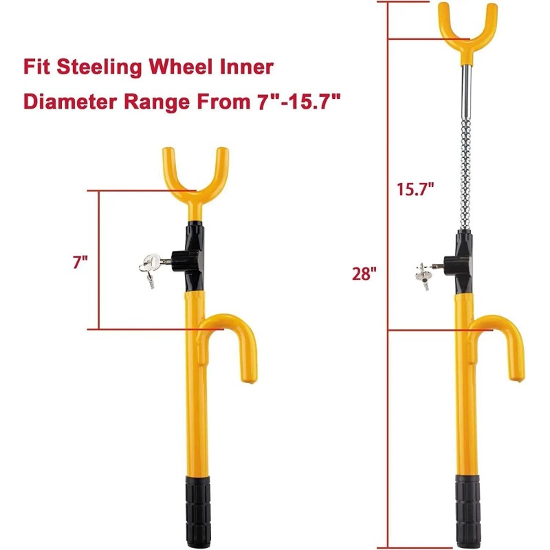CARTMAN Vehicle Steering Wheel Lock, Car Anti-Theft Yellow