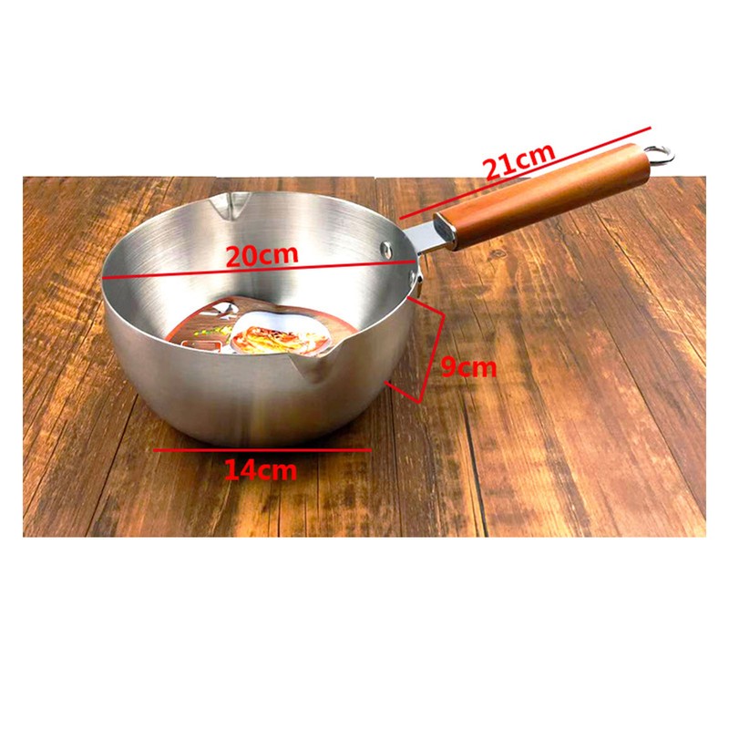 Milk Warmer Pot Stainless Steel Prevent Sticking Wooden Handle Thickened