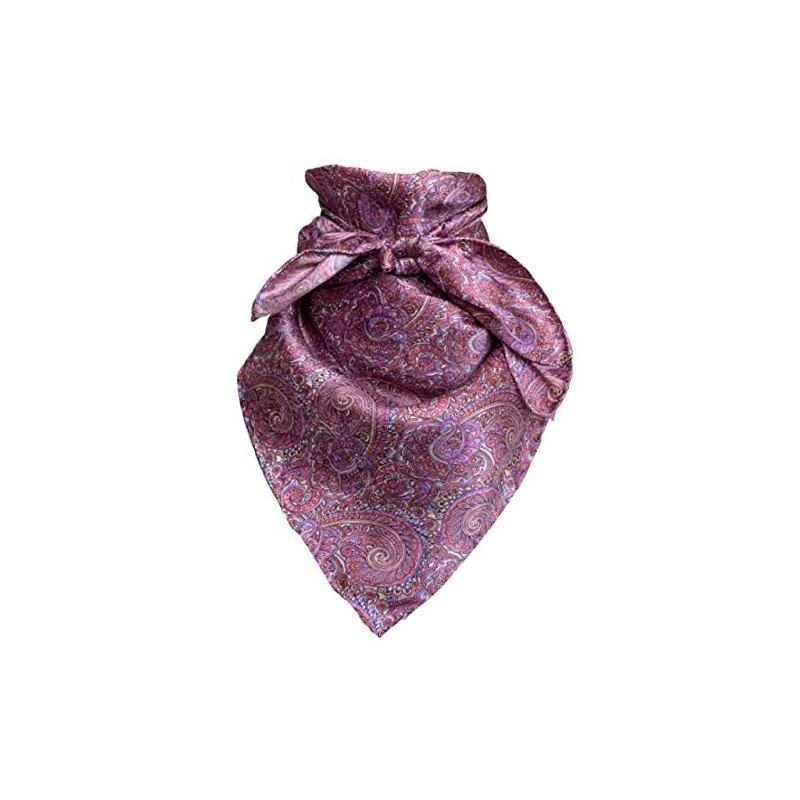 Paisley Silk Scarf 34.5" Raspberry/White