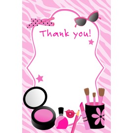 30 Hot Pink Glamour Diva Girl Birthday Party Blank Thank You Cards + 30 White Envelopes