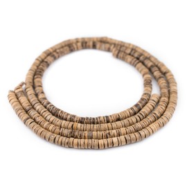TheBeadChest Rustic Heishi Coconut Shell Beads 8mm Brown Wood 23