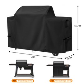 Grill Cover for Traeger Woodridge Pro/Elite, 600D Waterproof Cover for Traeger Woodridge Grill, Pellet Smoker Grill Covers Accessory, 68" L x 28" W x 46" H