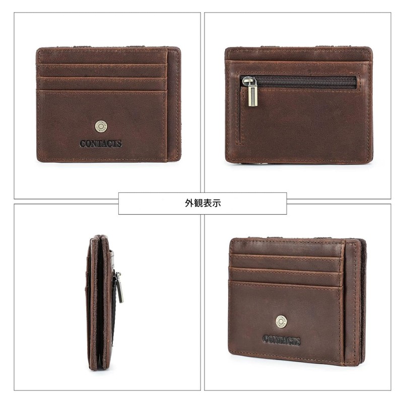 Contact's serie Magical Wallet Red Brown Full Grain Oil Beaded