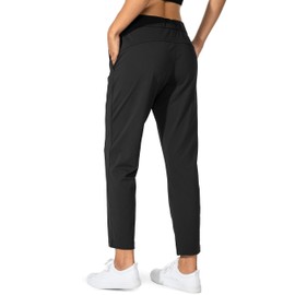G Gradual Women's Pants with Deep Pockets 7/8 Stretch Sweatpants for Women Athletic, Golf, Lounge, Work (Black, X-Large)