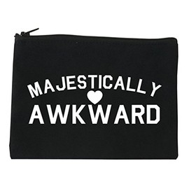 FASHIONISGREAT Majestically Awkward Heart Geek Cosmetic Makeup Bag Black Medium