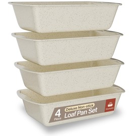 Nonstick Loaf Pan Set Pack of 4, Carbon Steel 11" Large Baking Bread Pan, Oven Safe Up to 450°F, PFOA, PFOS, PTFE Free, Space Saving Stackable Design, Stain Resistant, Dishwasher Friendly,White Marble