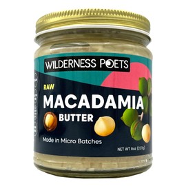Wilderness Poets, Raw Macadamia Nut Butter - Vegan, No Salt (8 Ounce) - Glass Jar