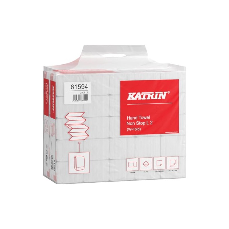 Katrin 61594 Hand Towel with W-Fold Classic 2-Ply 20.3 x