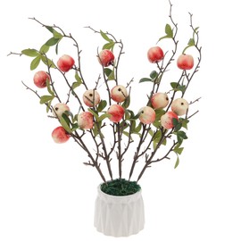 Gresorth Mini Apple Decoration Realistic Artificial Fake Plant Bouquet Plastic Vivid Pink Fruit Imitation Christmas Thanksgiving Model 5pcs