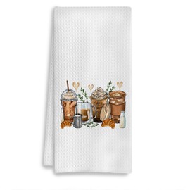 COWEB Coffee Kitchen Towels - Coffee & Tea Towels for Kitchen, Bar Decor, Lovers Gift, 16x24 Inch