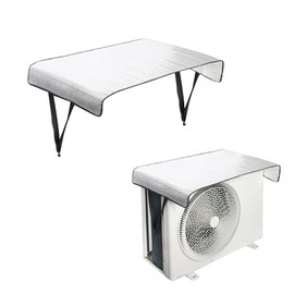 RICISUNG Air Conditioner Outdoor Unit Cover, Direct Sunlight, Heat Shielding Protection, Temperature Rising, Waterproof, Dustproof, Heat Retention, Rainproof, Snowproof, Reflective Material, Sunshade, Rain Protection, Energy Saving, Easy to Put On and Take Off, 3-Layer Construction, Belt Fixed, Aluminum Foil, Silver