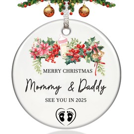 Christmas Ornaments 2024,Expecting Baby Merry Christmas Mommy and Daddy Coming Soon See You in 2025 Unique Gifts Pregnancy Announcement New Parents to Be First Time Ideas Girls Boys Xmas Tree Decor