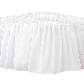 Biscaynebay - Faldas de cama envolventes con volantes, elásticas, resistentes a las arrugas y a la decoloración, tela sedosa, color blanco, caída de 40.64 cm, matrimonial y matrimonial XL