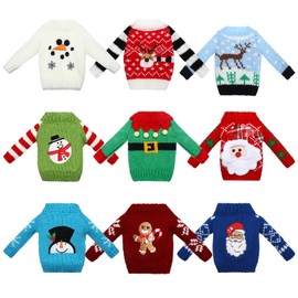 Christmas Elf Accessories Christmas Clothes Accessory Sweater Set Elf Doll Knitted Clothing Elk Christmas Tree Snowflake Print Christmas Accessory Set for Elf Doll Decor (Elk Style,9 Pcs)