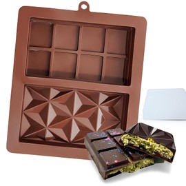 1Pack Chocolate Bar Mold Deep 1 Inch, Non-Stick Chocolate Molds, Dubai Chocolate Bar Pistachio with Scraper