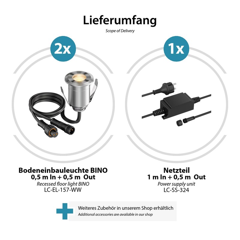 ledscom.de Bino LED Recessed Floor Light for Outdoor Use, IP67,