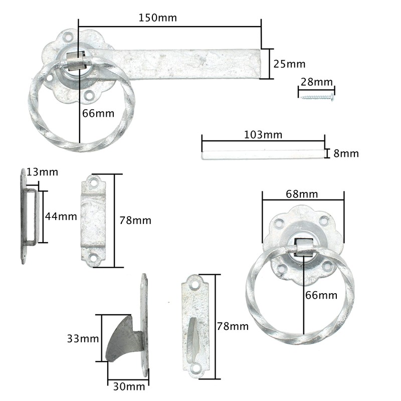 Ring Gate Latch | 6 INCH / 150mm | Twisted