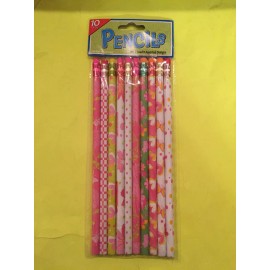 Flowers and Butterfly 10ct. Pencils - New - Party Supplies Favors - No 2 - Wood