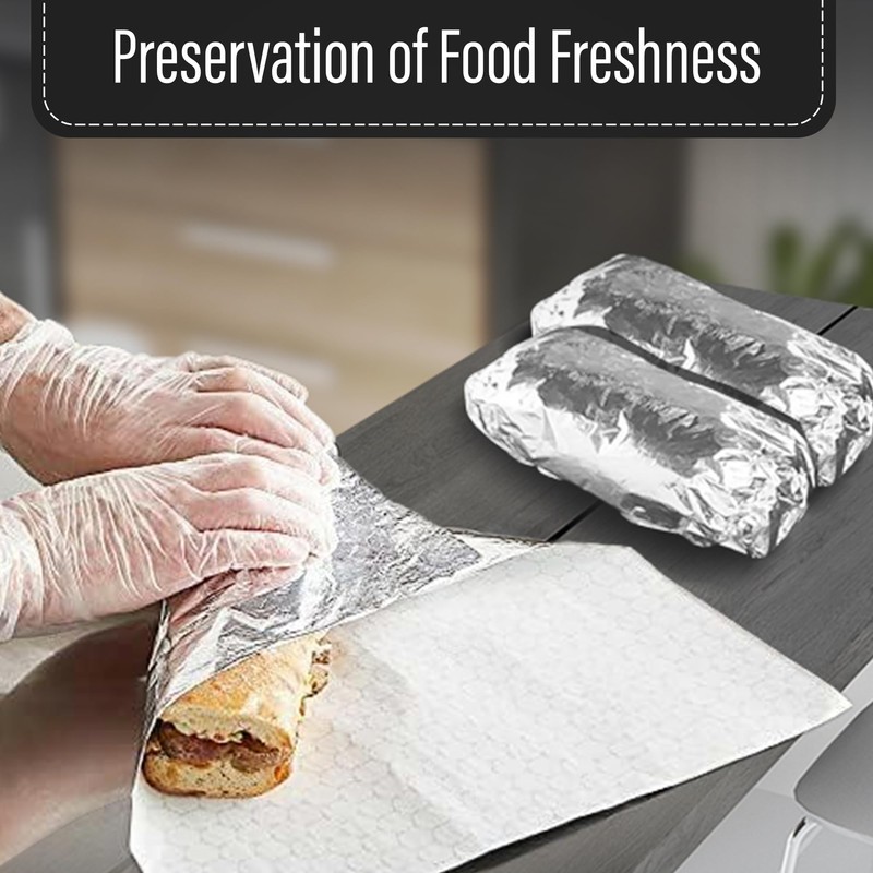 Insulation Sandwich Wrapping Paper Aluminum Foil Sheets - [500 Pack]