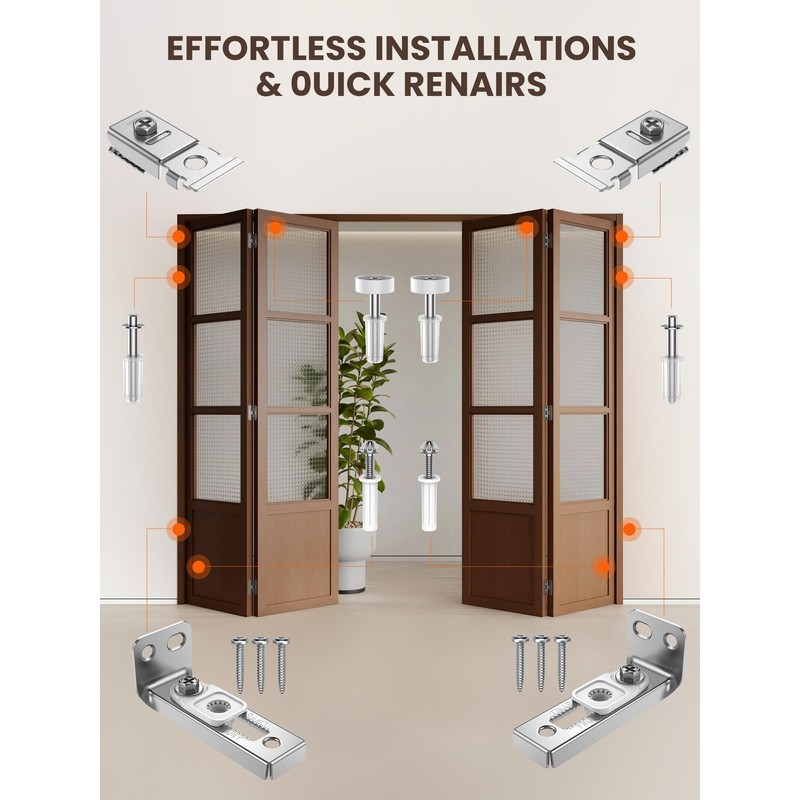 Bifold Door Hardware Repair Kit - 4 Pack Bi-fold Closet