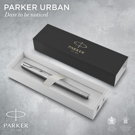 Parker Urban Fountain Pen | Metro Metallic | Fine Nib with Blue Ink | Gift Box