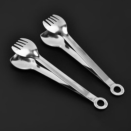 Unomor 2pcs Stainless Steel Ice Tongs 5.9 Inch Mini Cube Sugar Tongs for Kitchen, Party, Cafe, Bar, Home Use, Silver Food Serving Tool