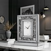 SHYFOY Luxury Crystal-Embedded Mirrored Table Clock, Elegant Decorative Clock with