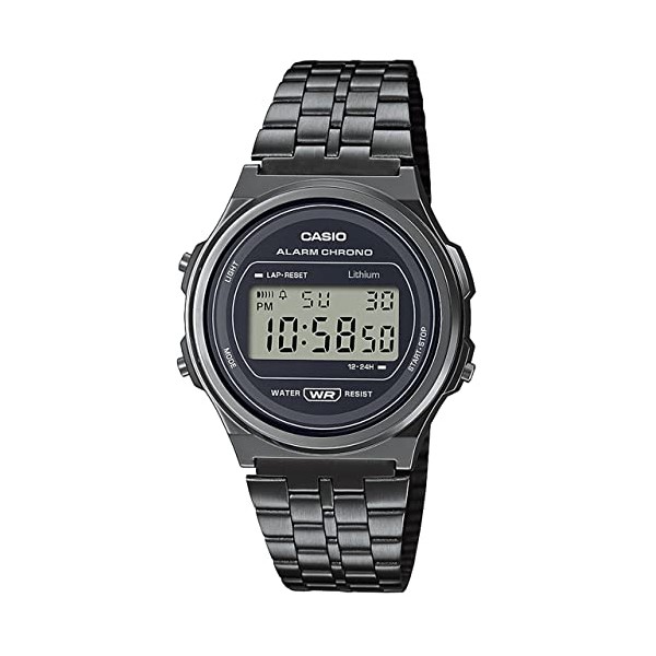 Casio Unisex-Adults Digital Quartz Watch with Stainless Steel Strap A171WEGG-1AEF