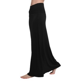 Long Elasticated Stretchy Gypsy Maxi Skirt - Black , size: m