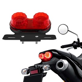Sidaqi Motorcycle Tail Light with License Plate Holder Running Light Turn Signal Light 40LED 40W Motorcycle Rear Light Tail Brake Light Replacement for Harley DC12V (Red Shell)