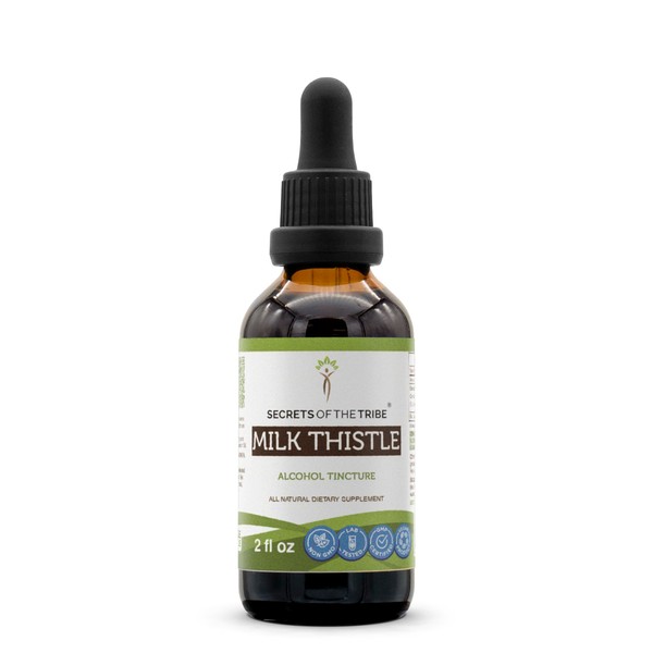 Secrets of the Tribe Milk Thistle Alcohol Liquid Extract, Milk Thistle (Silybum marianum) Dried Seed Tincture Supplement (2 OZ)