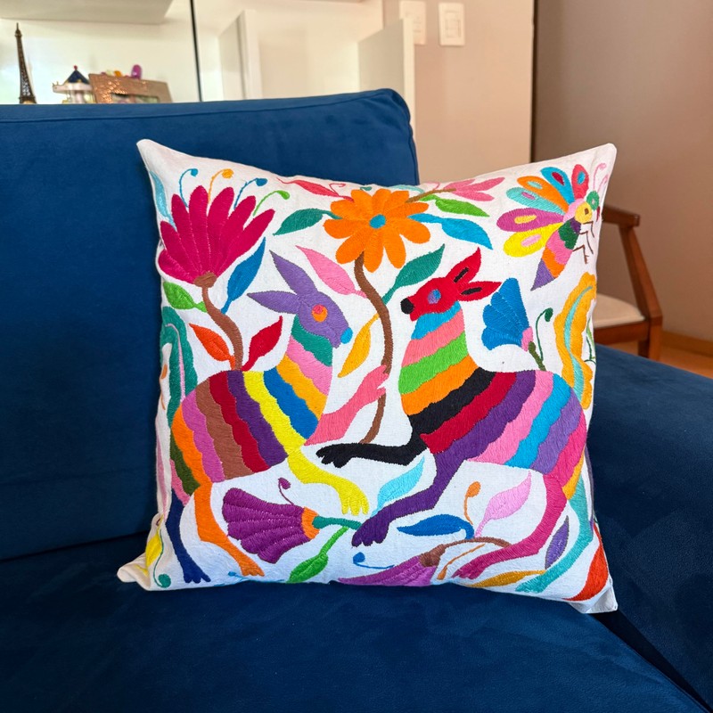 Two Sisters Funda de Cojín Bordado a Mano Auténtico Artesanal